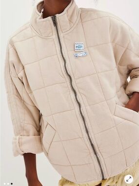 Free People Light Tan Quilted Jacket